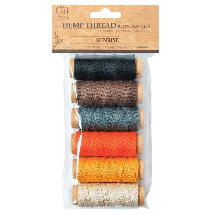 0.25 mm (0.01") Sunrise Polished Hemp Thread Mini Spools Pack 6 x 18 m (19 yd) Hemptique
