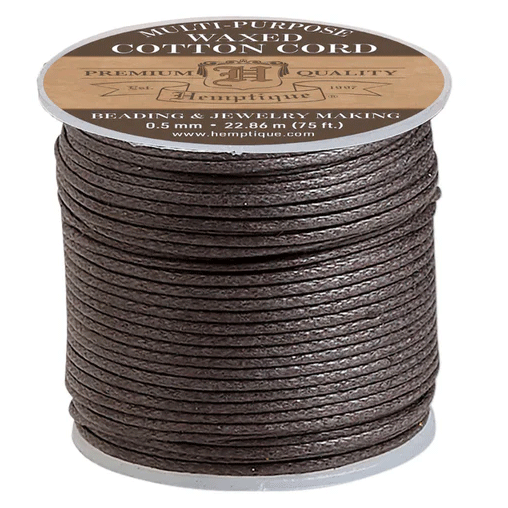 0.5 mm (1/64") Brown Round Waxed Cotton Thread Spool 22.75 m (75 ft) Hemptique