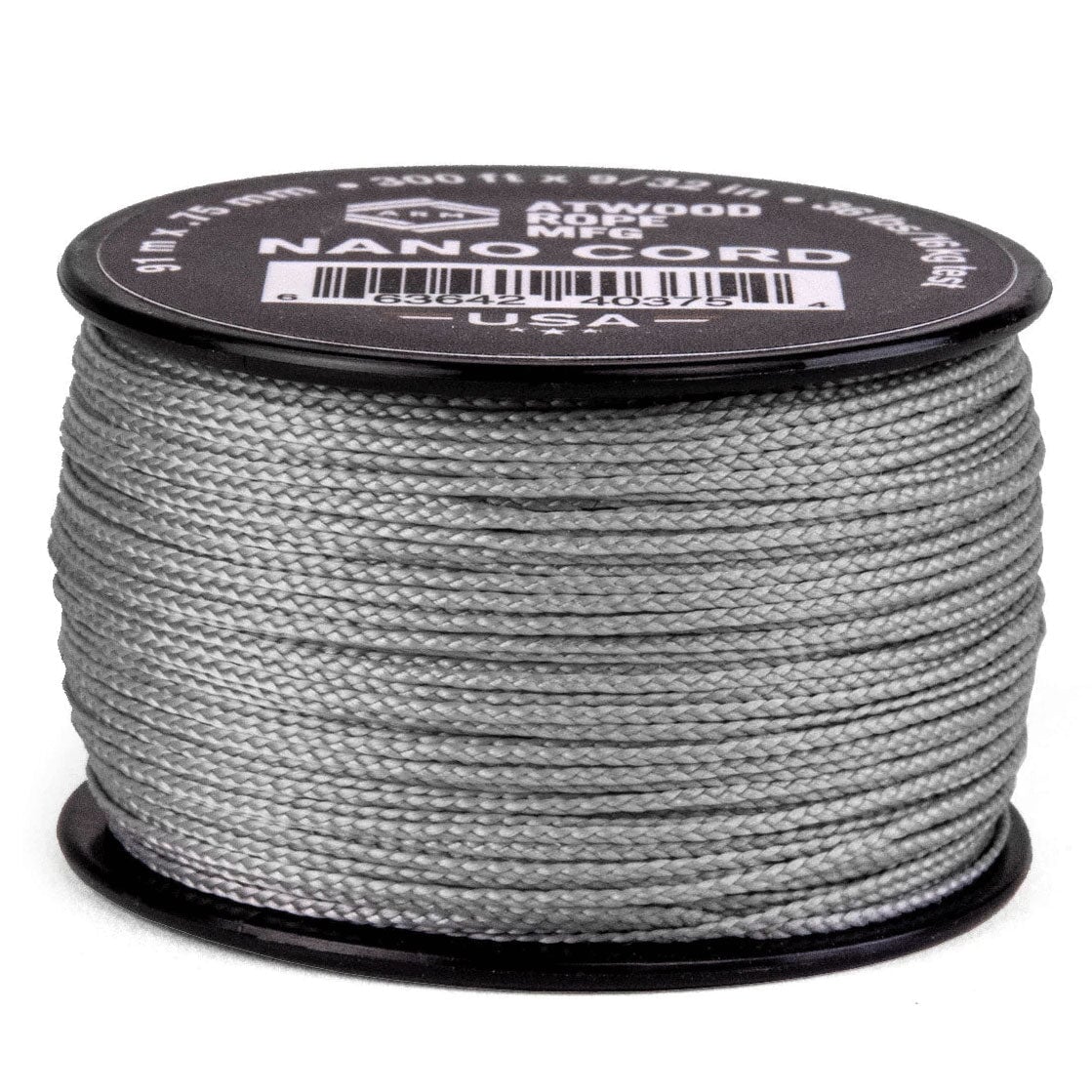 0.75 mm (1/32") Nano Cord Gray Made in the USA Polyester (300 ft) Atwood Rope MFG