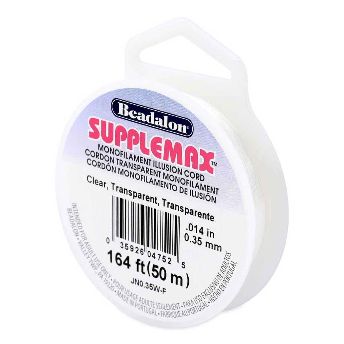 0.35 mm (.014") Clear Classic SuppleMax Illusion Cord/Thread 50 m (164 ft) Beadalon