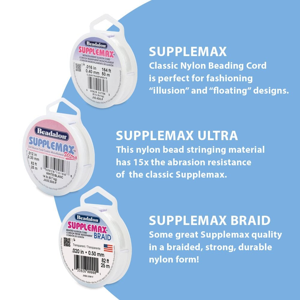 0.50 mm (.020") Clear Braid SuppleMax Illusion Cord/Thread 25 m (82 ft) Made in the USA Beadalon