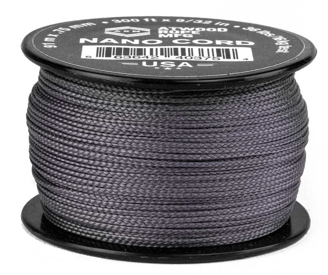 0.75 mm (1/32") Nano Cord Graphite Polyester Made in the USA (300 ft) Atwood Rope MFG