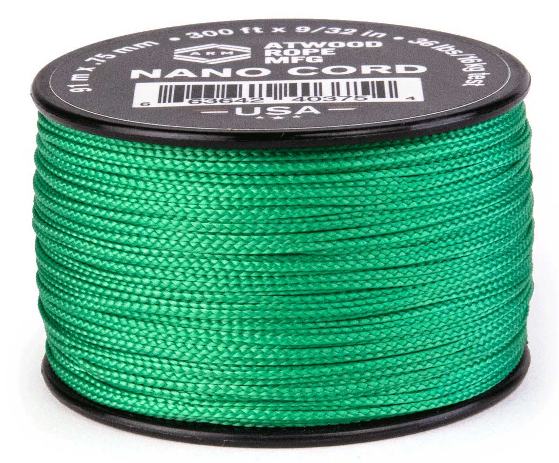 0.75 mm (1/32") Nano Cord Green Polyester Made in the USA (300 ft) Atwood Rope MFG