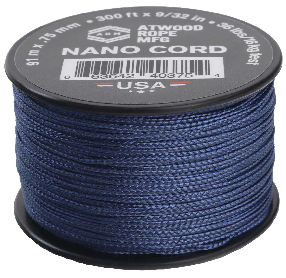 0.75 mm (1/32") Nano Cord Navy Blue Polyester Made in the USA (300 ft) Atwood Rope MFG
