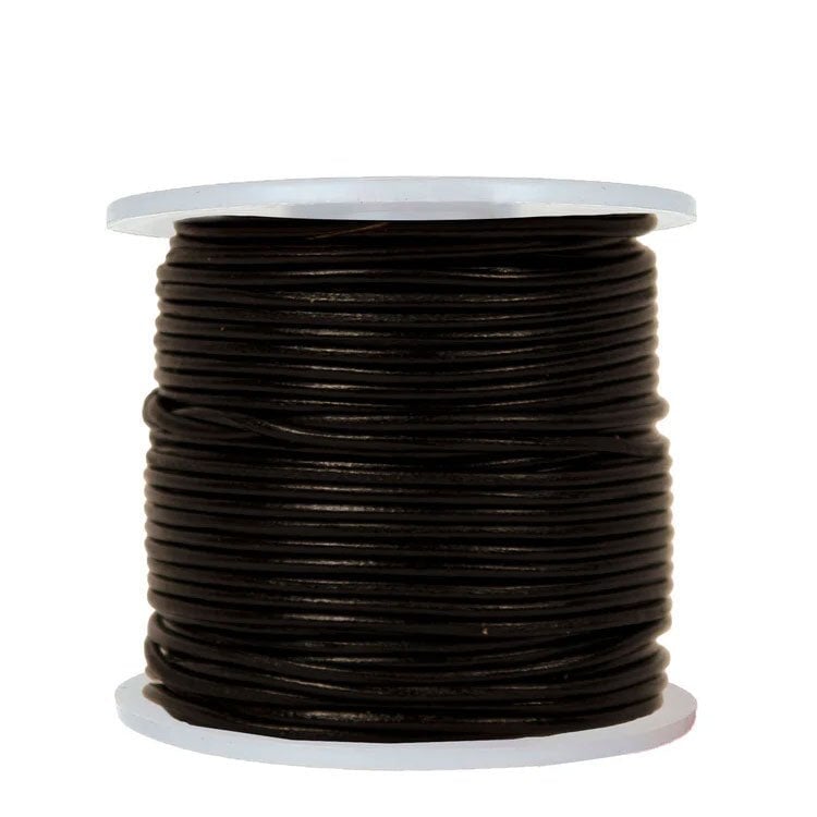 1 mm (3/64") Black Round Leather Cord Spool 22.9 m (75 ft) Hemptique