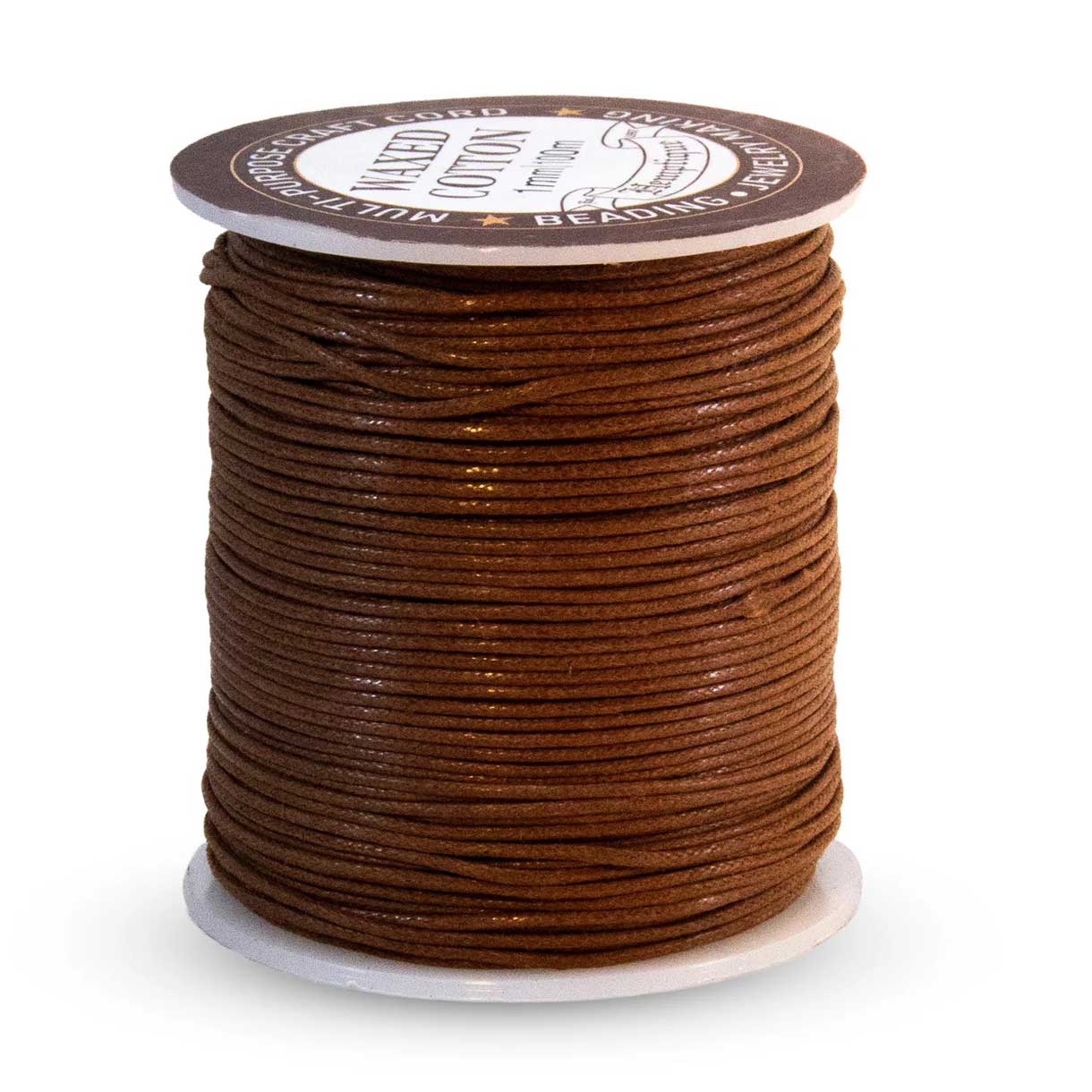 1 mm (3/64") Brown Round Waxed Cotton Cord/Thread Spool 100 m (328 ft) Hemptique