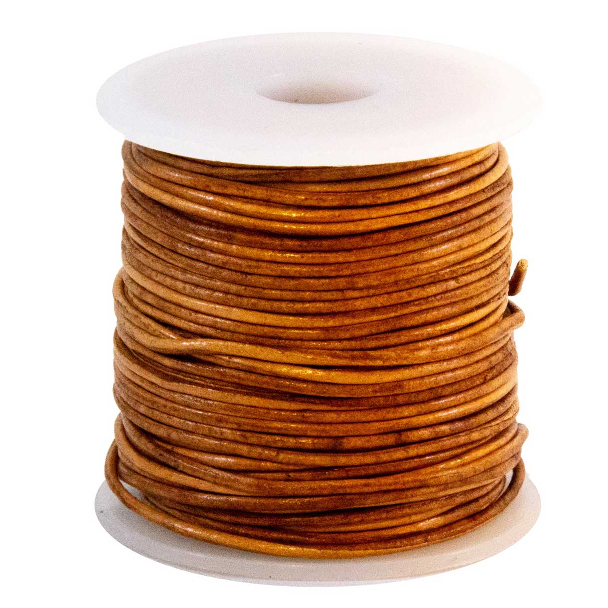 1 mm (3/64") Light Brown Antique Round Leather Cord Spool 22.9 m (75 ft) Hemptique