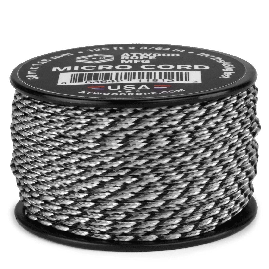 1.18 mm (3/64") Micro Cord Urban Camo Made in the USA Polyester/Nylon (125 ft) Atwood Rope MFG