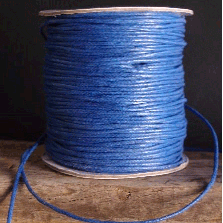 1.5 mm (1/16") Blue Round Waxed Cotton Cord Spool 91.5 m (300 ft) Harvest Imports