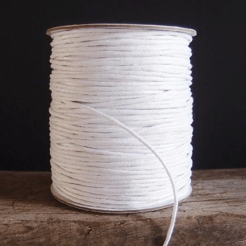 1.5 mm (1/16") White Round Waxed Cotton Cord Spool 91.5 m (300 ft) Harvest Imports