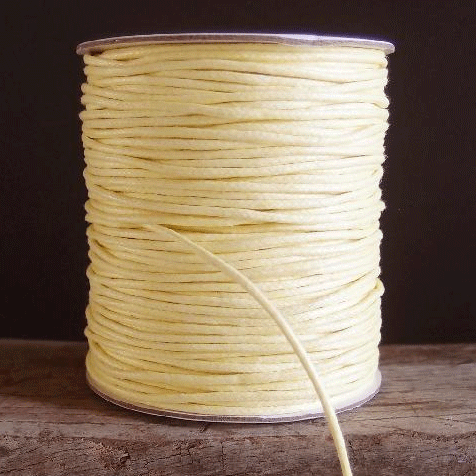 1.5 mm (1/16") Yellow Round Waxed Cotton Cord Spool 91.5 m (300 ft) Harvest Imports