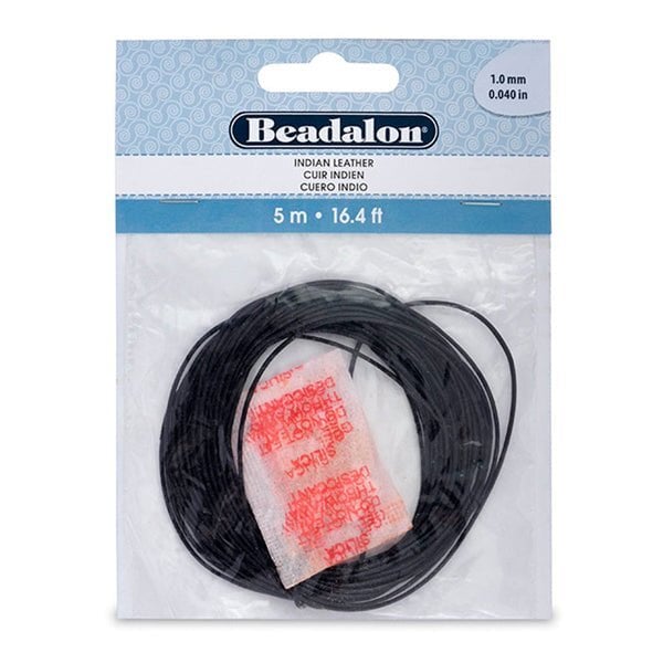 1.0 mm (.039") Genuine Real Black Indian Leather Cord 5 m (16.4 ft) Beadalon