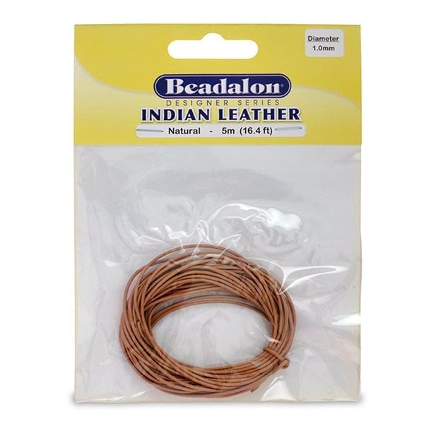 1.0 mm (.039") Genuine Real Natural Indian Leather 5 m (16.4 ft) Beadalon