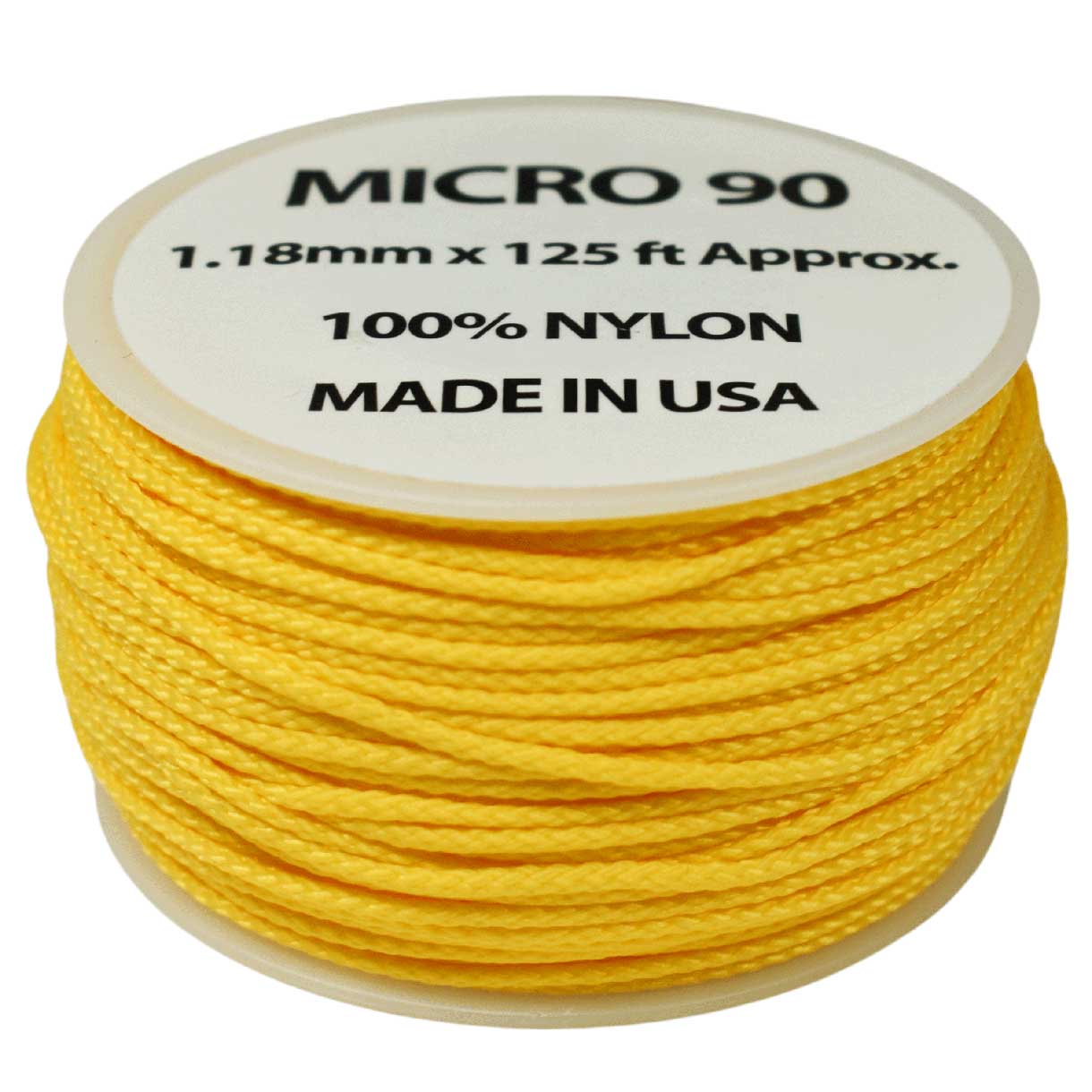 1.18 mm (3/64”) Micro Cord Canary Yellow Made in the USA (125 ft) El Wood Braiding Co