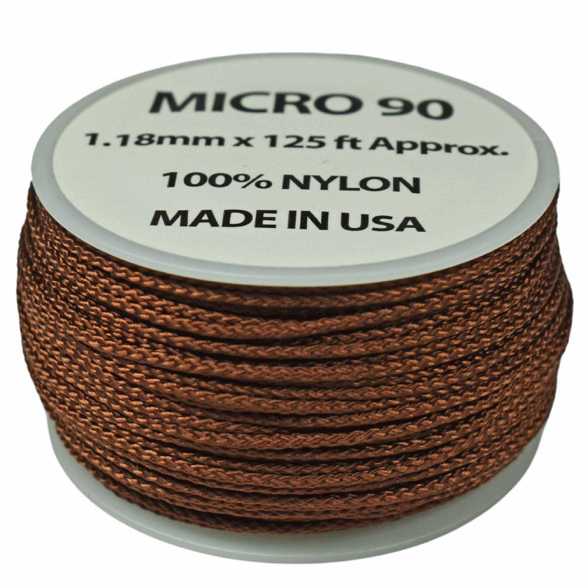 1.18 mm (3/64”) Micro Cord Chocolate Brown Made in the USA Nylon/Nylon (125 ft) El Wood Braiding Co
