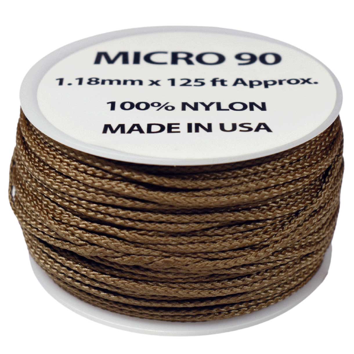 1.18 mm (3/64”) Micro Cord Coyote Brown Made in the USA Nylon/Nylon (125 ft) El Wood Braiding Co
