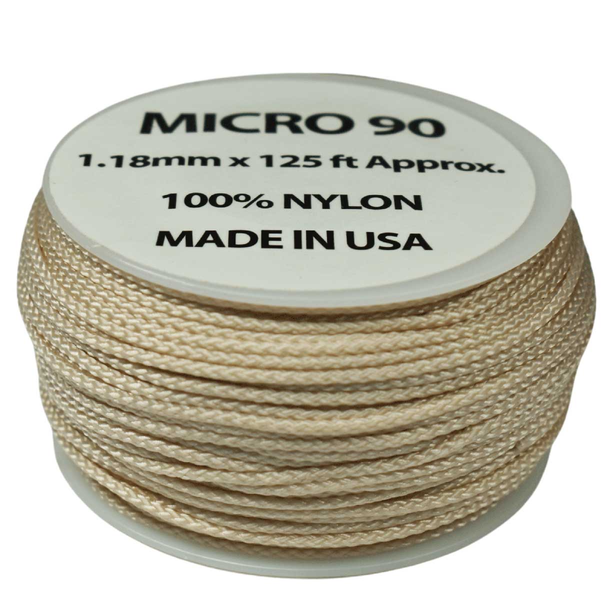 1.18 mm (3/64”) Micro Cord Cream Made in the USA Nylon/Nylon (125 ft) El Wood Braiding Co