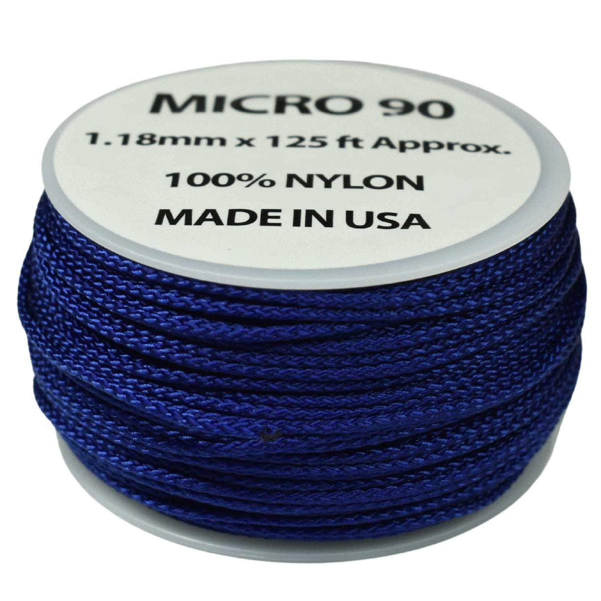 1.18 mm (3/64”) Micro Cord Electric Blue Made in the USA Nylon/Nylon (125 ft) El Wood Braiding Co