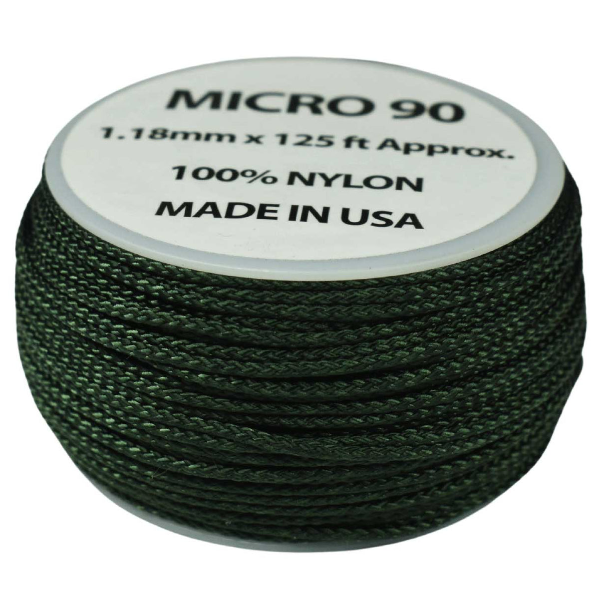 1.18 mm (3/64”) Micro Cord Emerald Green Made in the USA Nylon/Nylon (125 ft) El Wood Braiding Co