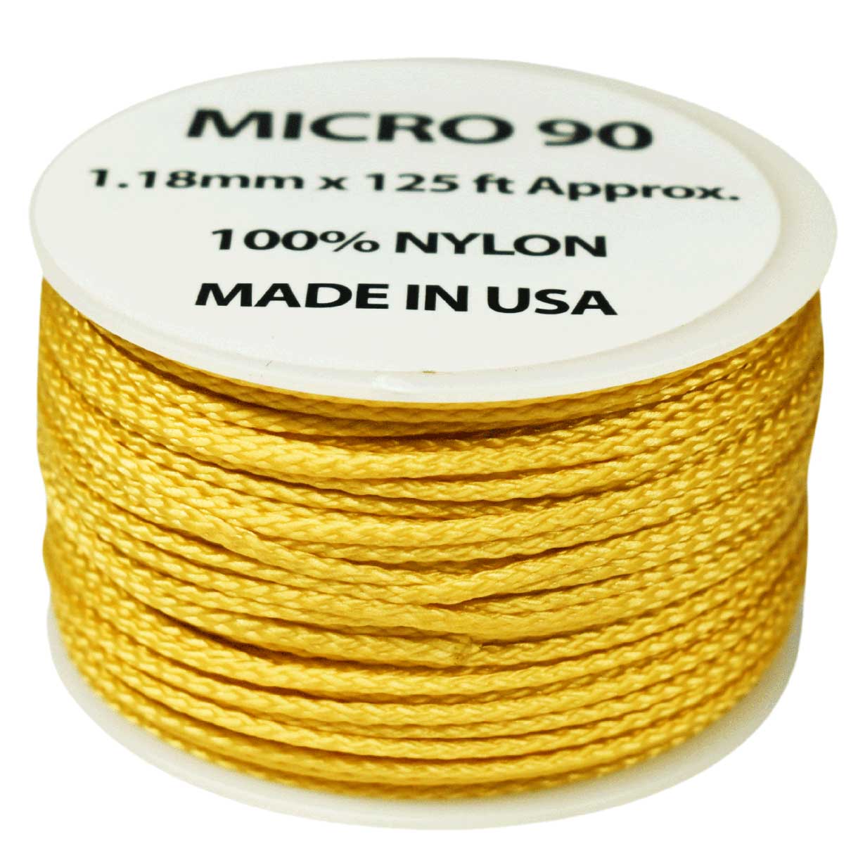 1.18 mm (3/64”) Micro Cord FS Yellow Made in the USA Nylon/Nylon (125 ft) El Wood Braiding Co