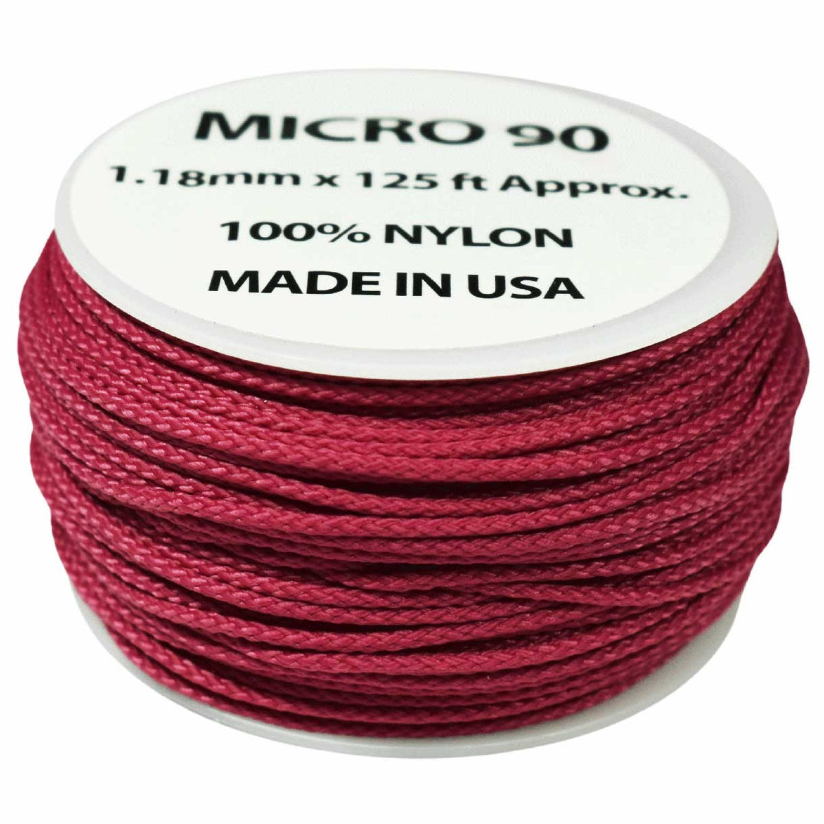 1.18 mm (3/64”) Micro Cord Fuchsia Made in the USA Nylon/Nylon (125 ft) El Wood Braiding Co