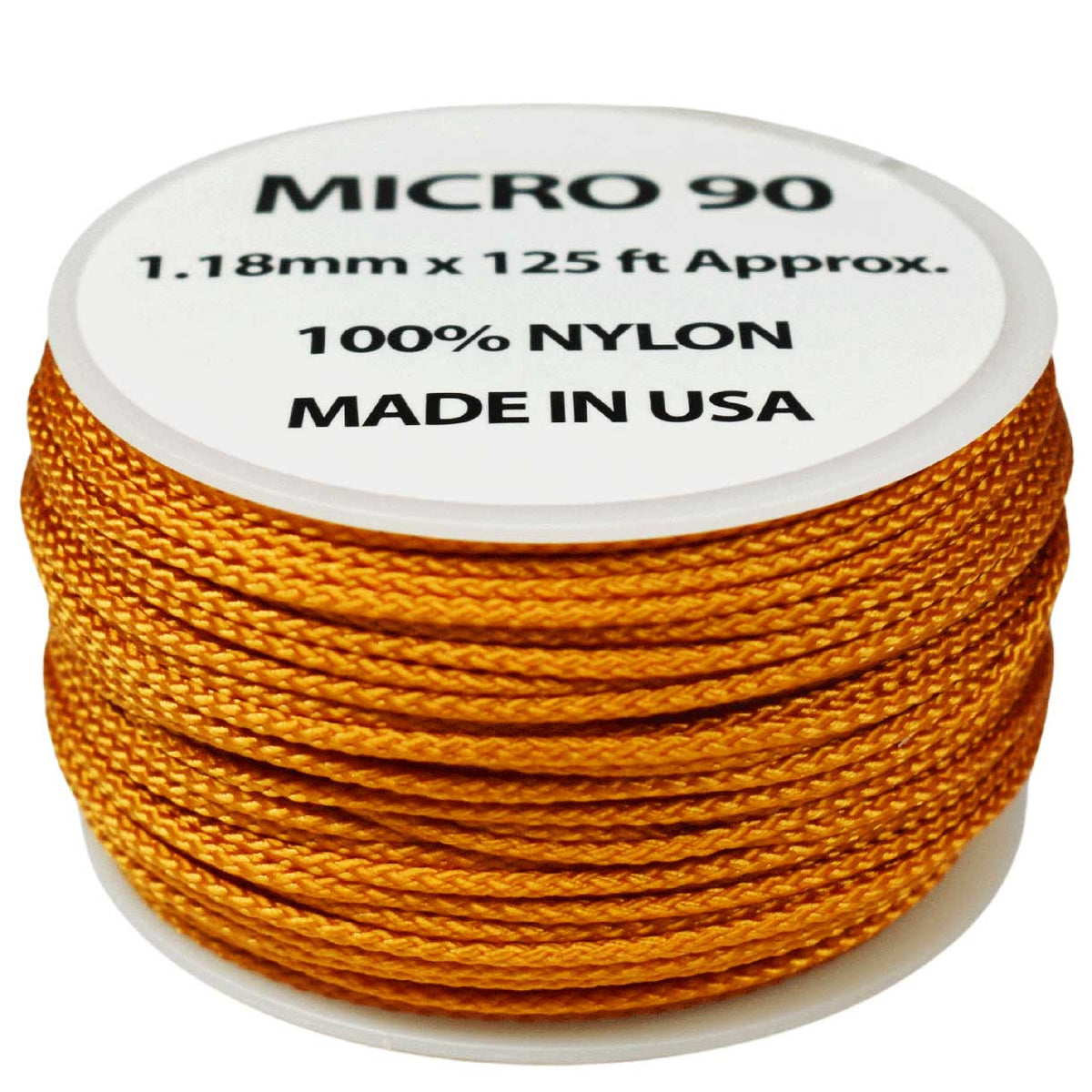 1.18 mm (3/64”) Micro Cord Goldenrod Made in the USA Nylon/Nylon (125 ft) El Wood Braiding Co