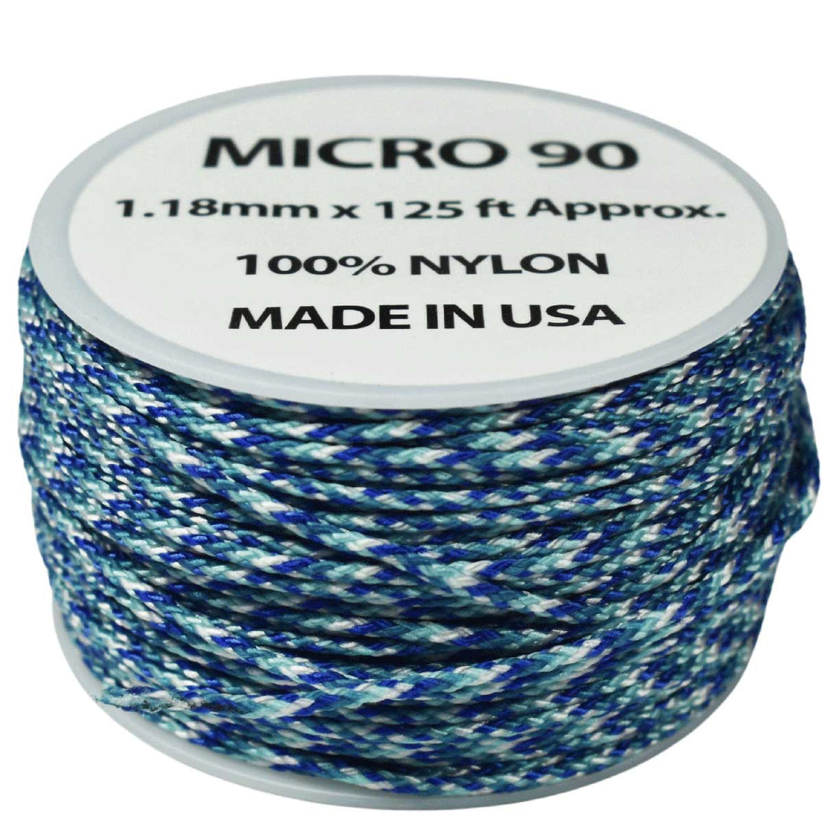 1.18 mm (3/64”) Micro Cord Icy Winter Made in the USA Nylon/Nylon (125 ft) El Wood Braiding Co