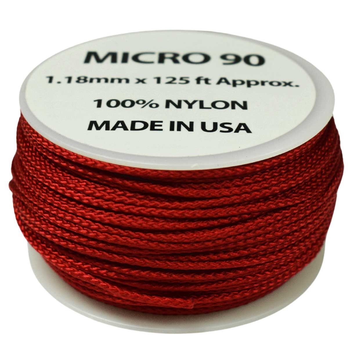 1.18 mm (3/64”) Micro Cord Imperial Red Made in the USA Nylon/Nylon (125 ft) El Wood Braiding Co