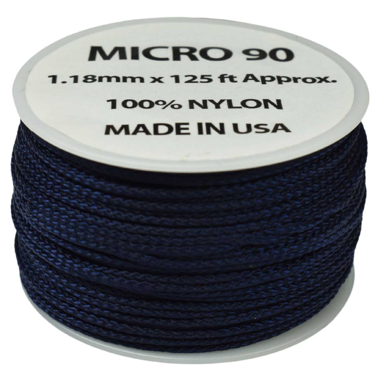 1.18 mm (3/64”) Micro Cord Midnight Blue Made in the USA Nylon/Nylon (125 ft) El Wood Braiding Co