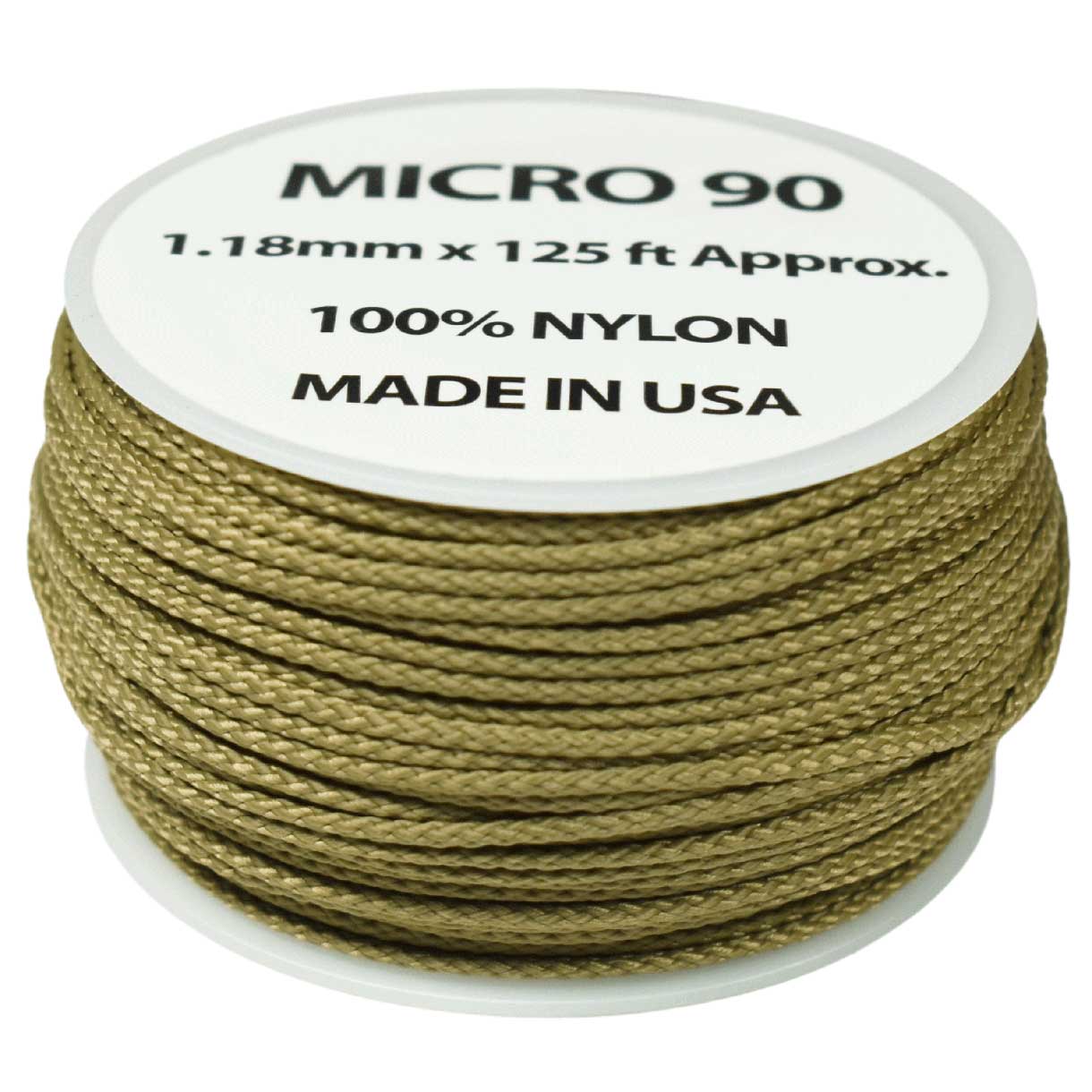 1.18 mm (3/64”) Micro Cord Moss Green Made in the USA Nylon/Nylon (125 ft) El Wood Braiding Co