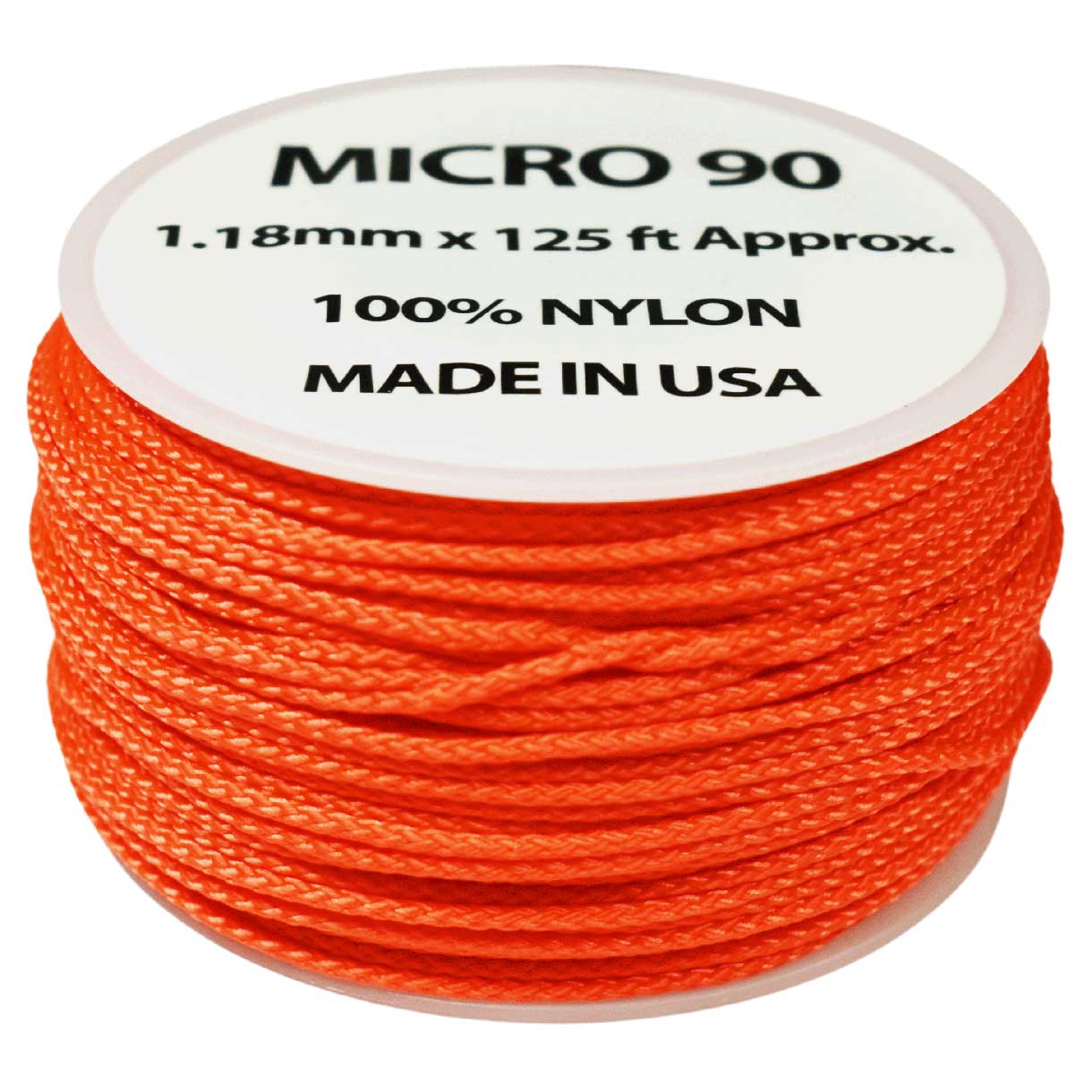 1.18 mm (3/64”) Micro Cord Neon Orange Made in the USA