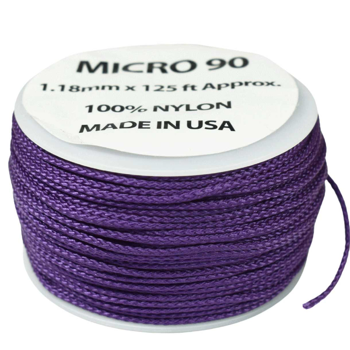 1.18 mm (3/64”) Micro Cord Purple Made in the USA Nylon/Nylon (125 ft) El Wood Braiding Co