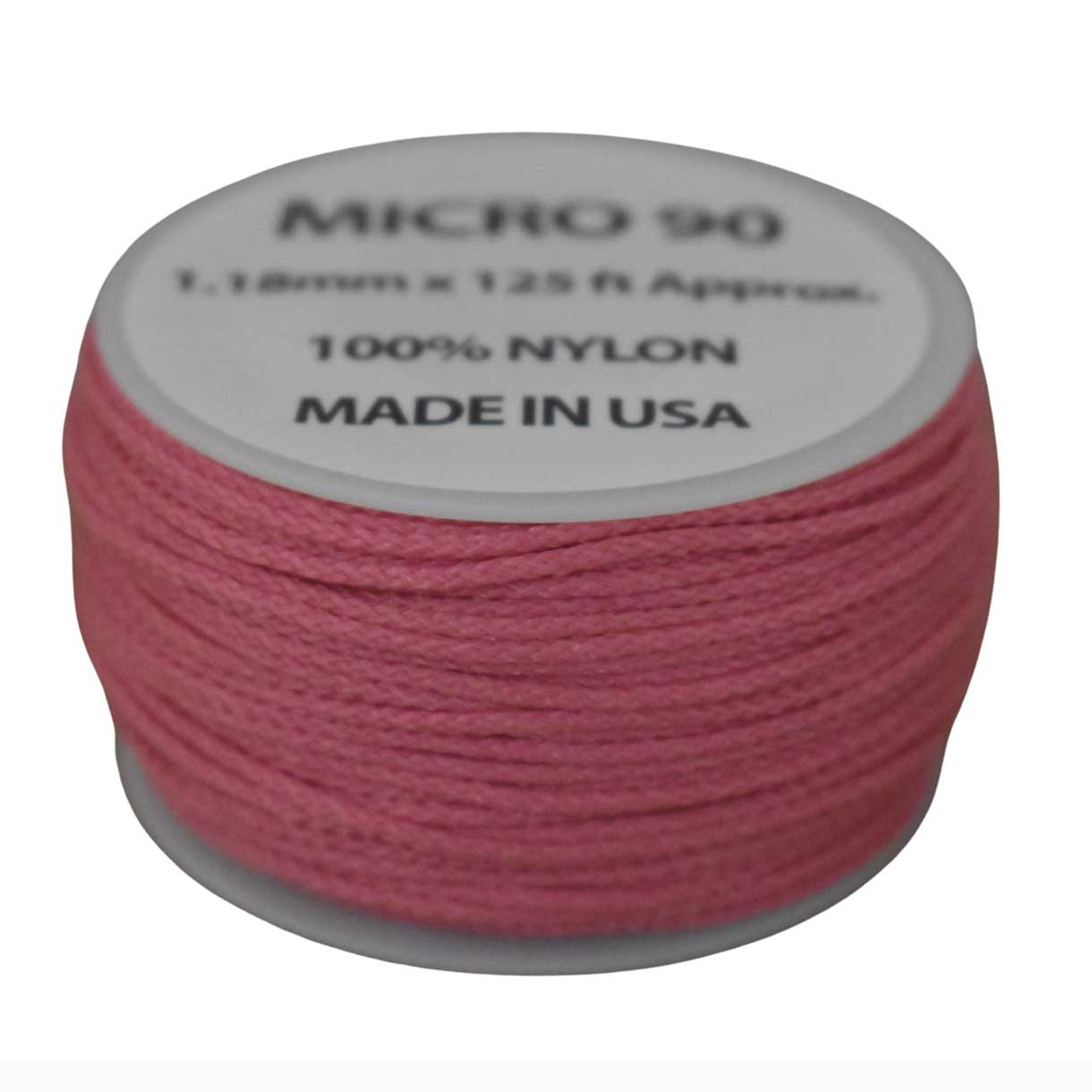 1.18 mm (3/64”) Micro Cord Rose Pink Made in the USA Nylon/Nylon (125ft) El Wood Braiding Co