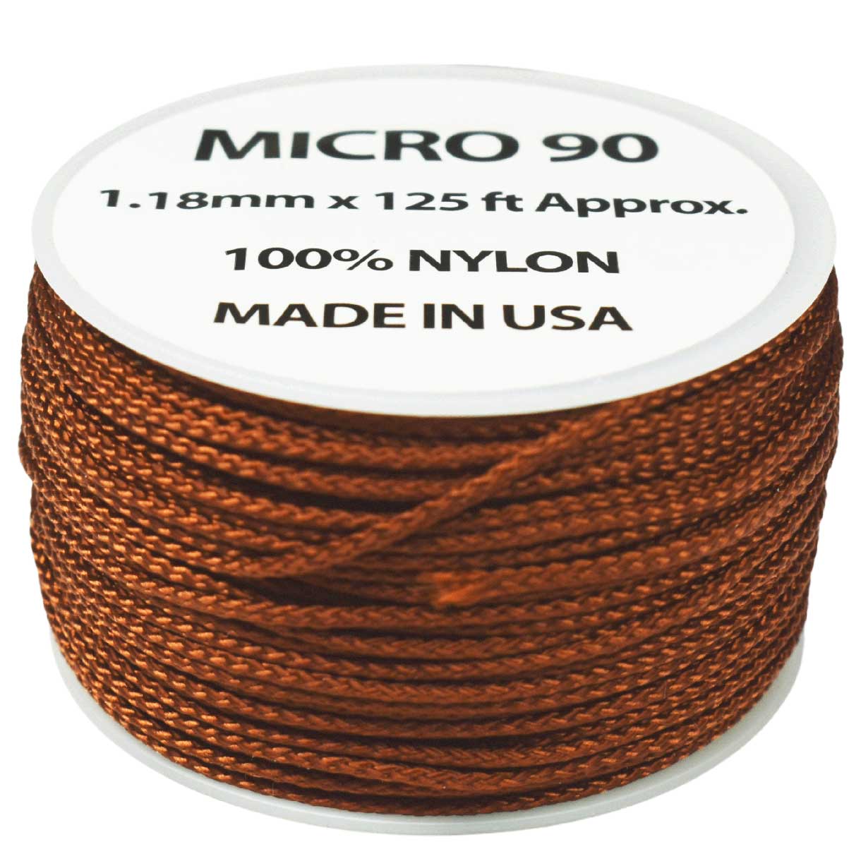 1.18 mm (3/64”) Micro Cord Rust Brown Made in the USA Nylon/Nylon (125 ft) El Wood Braiding Co
