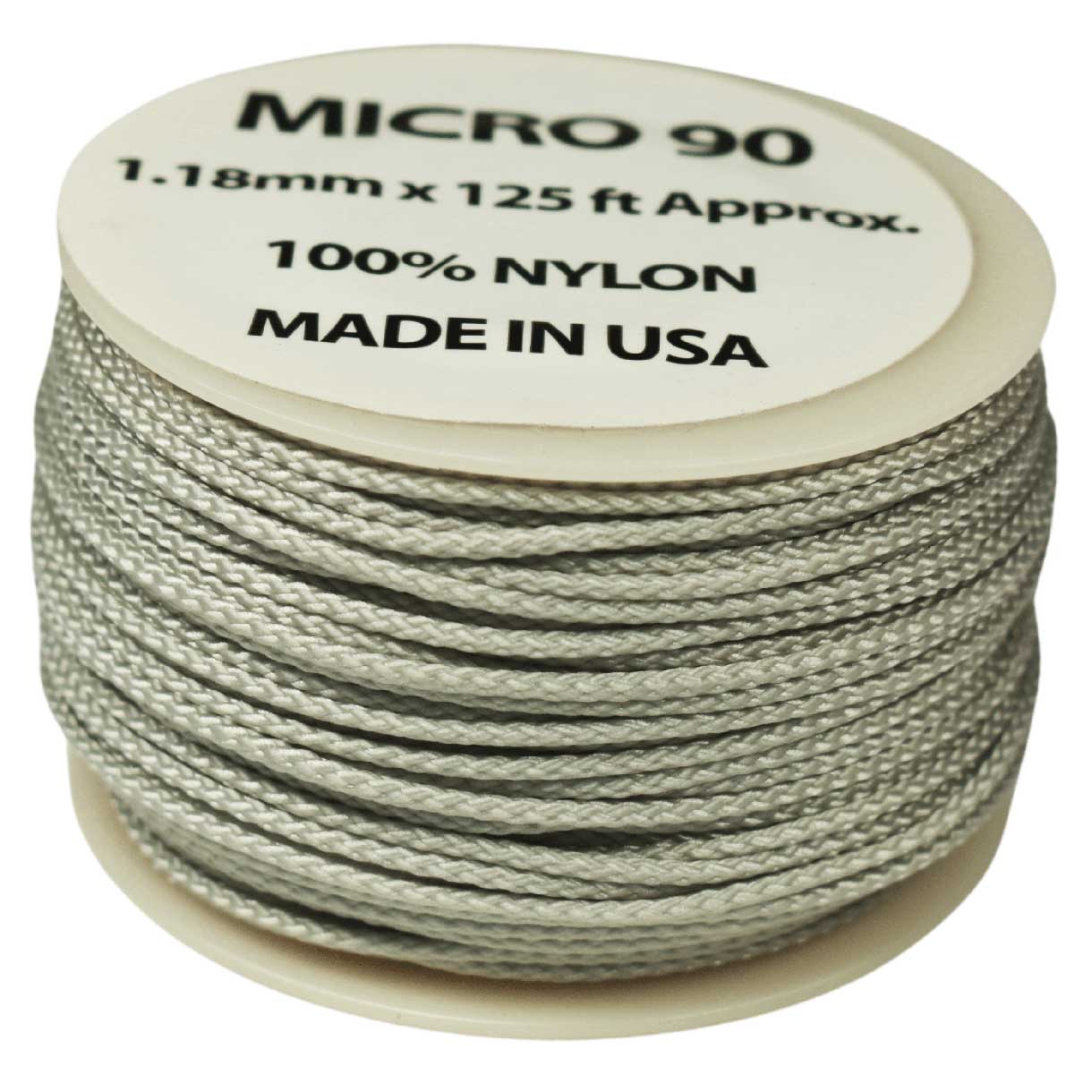 1.18 mm (3/64”) Micro Cord Silver Gray Made in the USA
