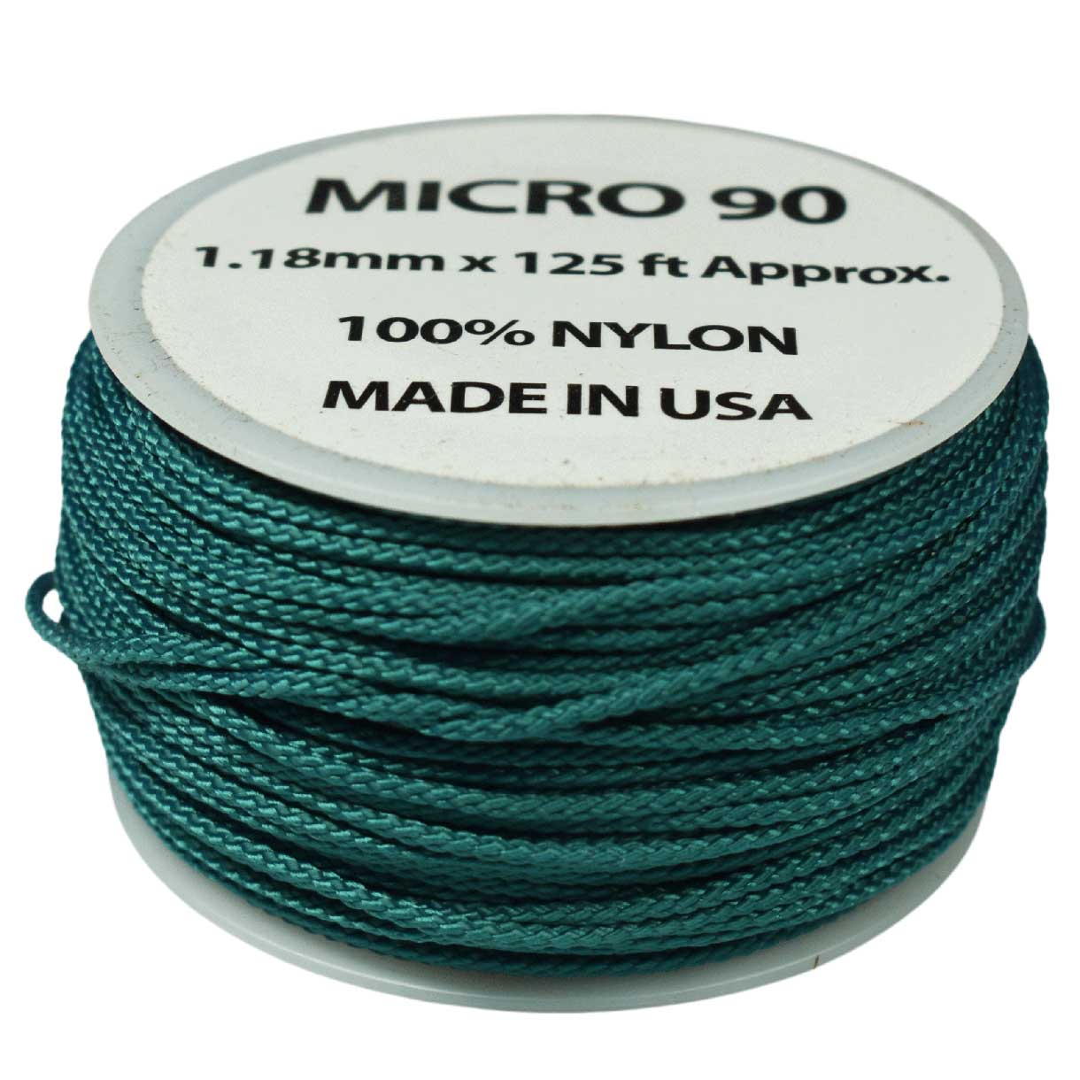 1.18 mm (3/64”) Micro Cord Teal Blue Made in the USA Nylon/Nylon (125 ft)