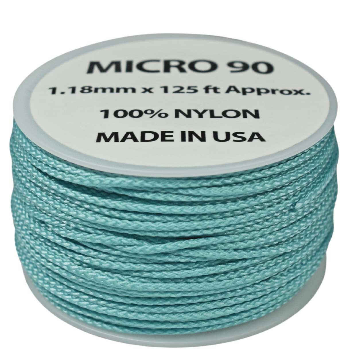 1.18 mm (3/64”) Micro Cord Turquoise Made in the USA Nylon/Nylon (125 ft) El Wood Braiding Co