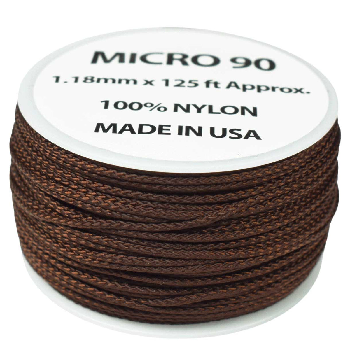 1.18 mm (3/64”) Micro Cord Walnut Brown Made in the USA Nylon/Nylon (125 ft) El Wood Braiding Co