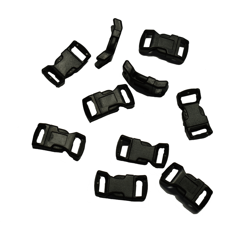 1/2 Inch Black Curved Side Release Buckless (10 pack) - Paracord Galaxy