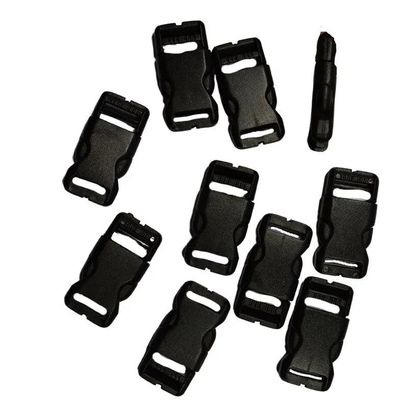 1/2" Black Flat Side Release Plastic Buckles (10 pack) Discounts Available paracordwholesale