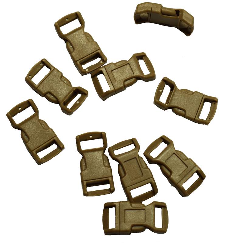 1/2" Brown Curved Side Release Plastic Buckles (10 pack) Discounts Available paracordwholesale