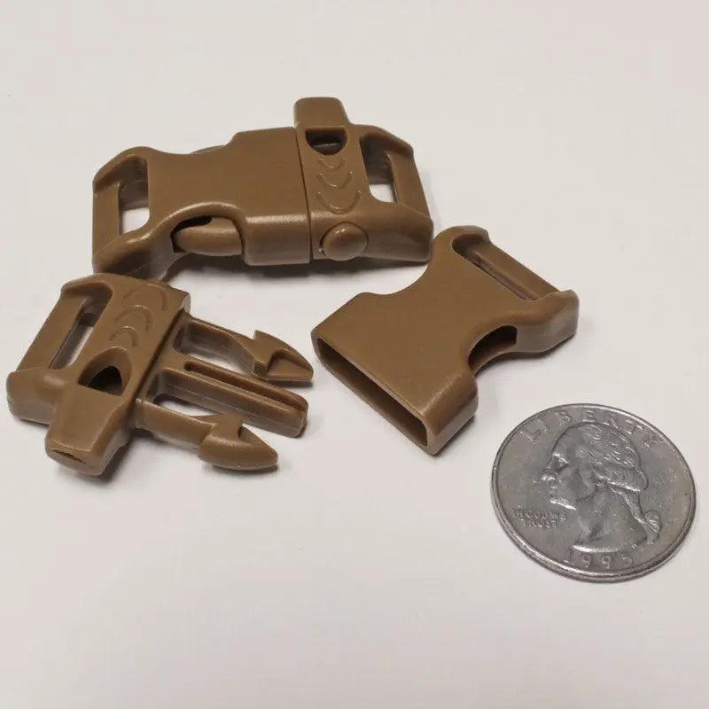 1/2" Brown Curved Side Release Plastic Whistle Buckles (10 pack) Discounts Available paracordwholesale