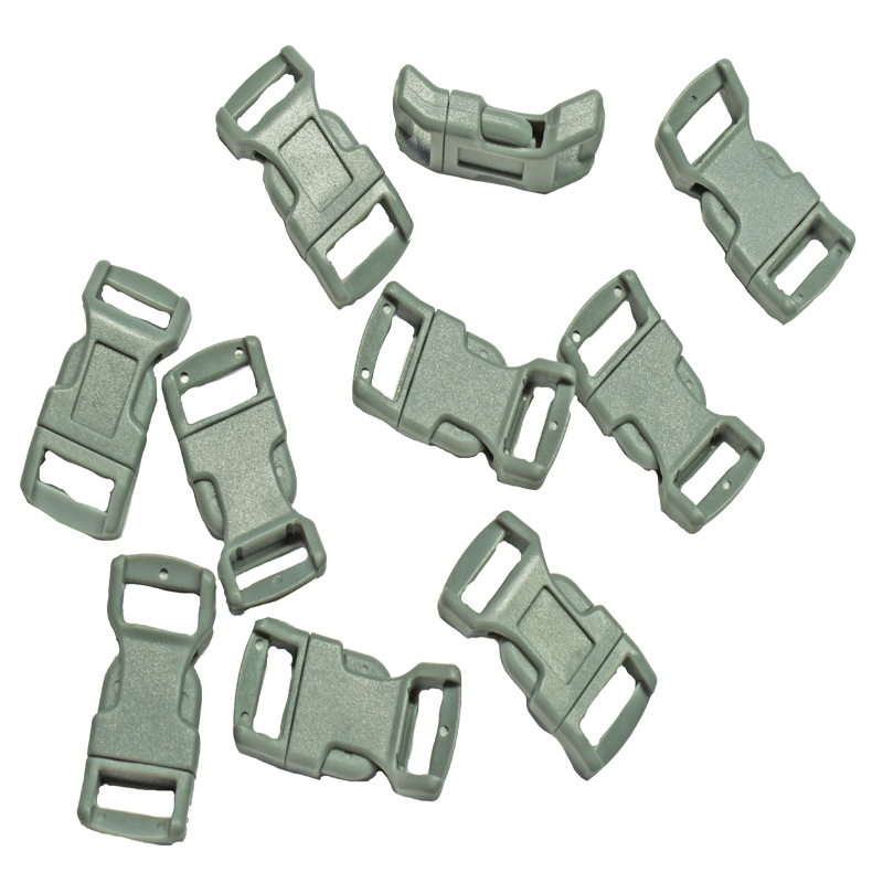 1/2" Gray Curved Side Release Plastic Buckles (10 pack) Discounts Available paracordwholesale