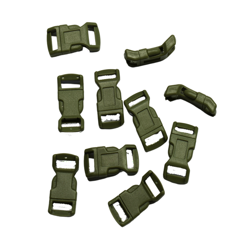 1/2" Olive (OD) Curved Side Release Plastic Buckles (10 pack) Discounts Available paracordwholesale