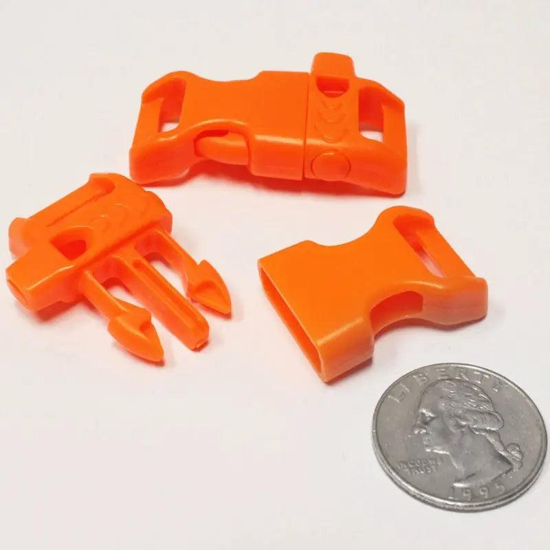 1/2" Orange Curved Side Release Plastic Whistle Buckles (10 pack) Discounts Available paracordwholesale