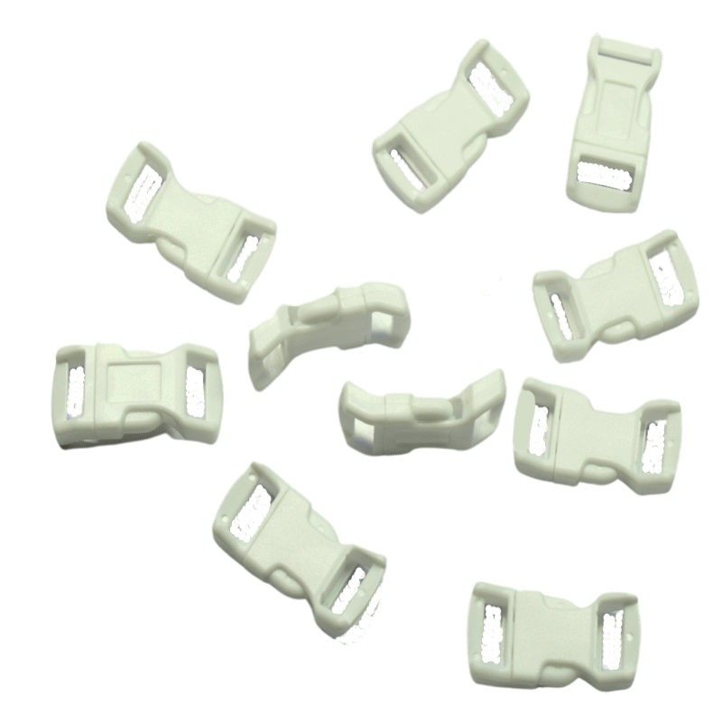 1/2" White Curved Side Release Plastic Buckles (10 pack) Discounts Available paracordwholesale