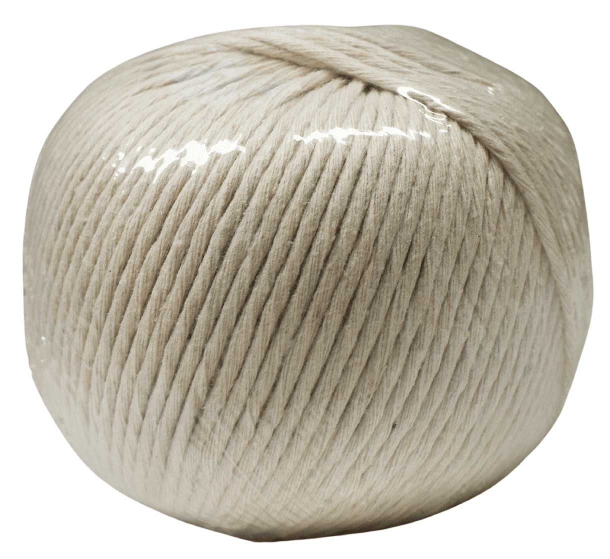 *12 Ply, 3.0 mm (1/8”) White Poly/Cotton Butchers Twine Cord Ball 118 m (390 ft) Webstarurantstore