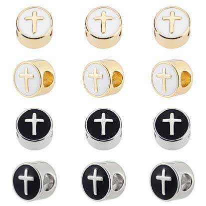 12 Pcs 2 Colors Brass w/Enamel Cross Bead/Charm (1 Set) 280-