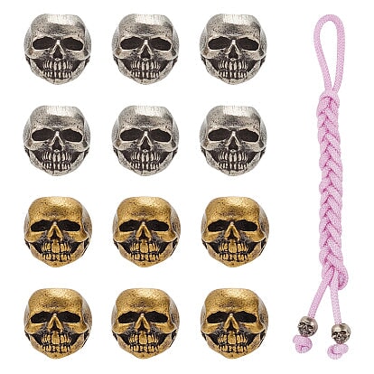 12 Pcs 6 of each Color Skull Charm/Bead Brass (12 Pack) 280-