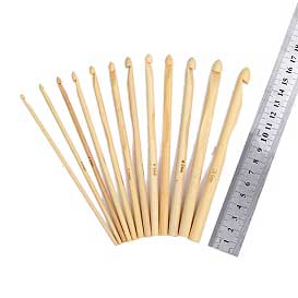 12 Pcs Carbonized Bamboo Crochet Hook/Needles (1 Set) Blanched Almond Color 280-
